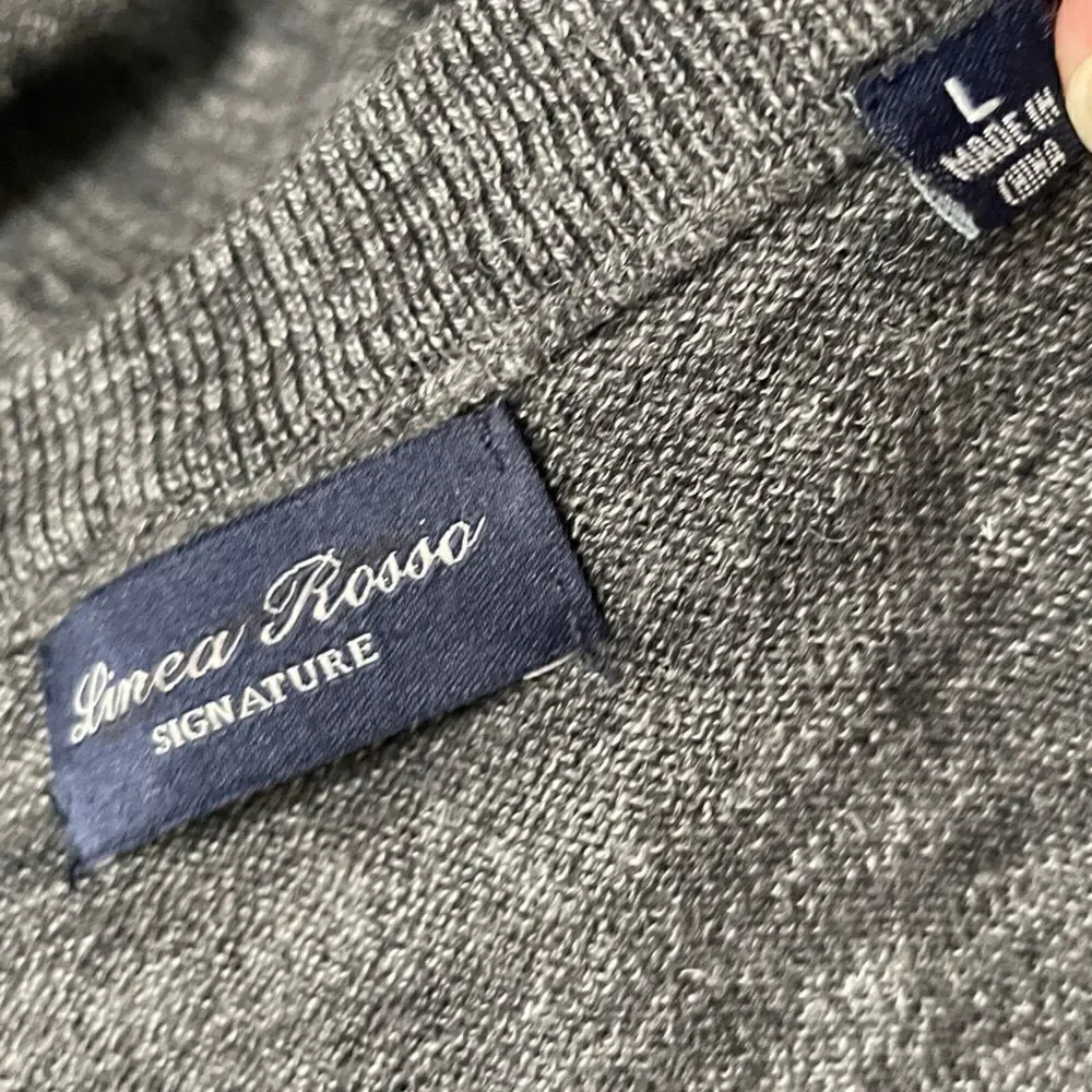 LÍNEA ROSSA SIGNATURE Grey Merino Wool Sweater-L